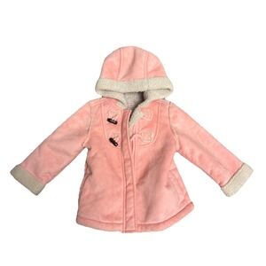 Old Navy Pink Faux Suede Sherpa Lined Toggle Coat‎ Jacket 18-24 Months Excellent